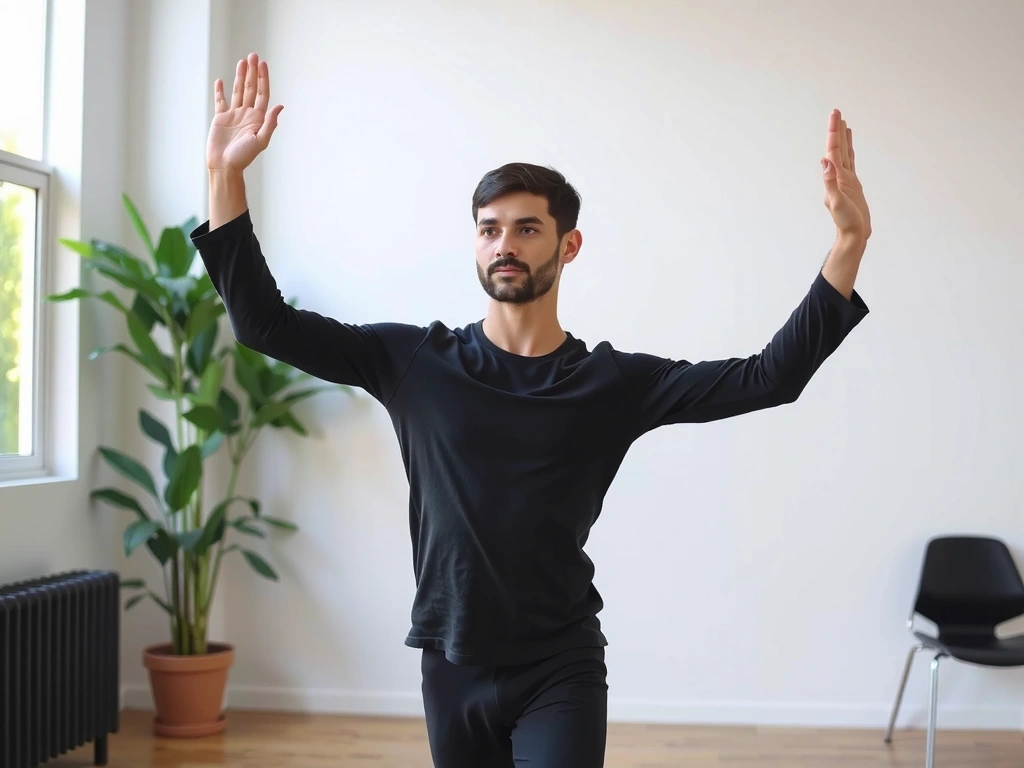 Man in Hatha yoga pose