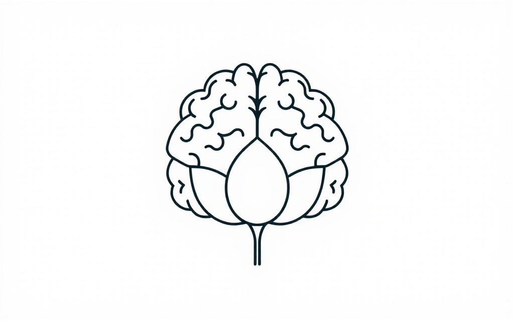 Stylized illustration of a brain with gears and a lotus flower, representing intellectual property in wellness